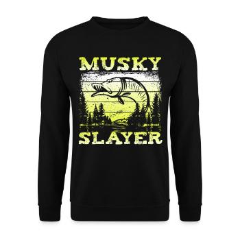 Musky Slayer Musky Fishing - Unisex Sweatshirt - black - Front - Alina (178cm) & Michal (187cm)