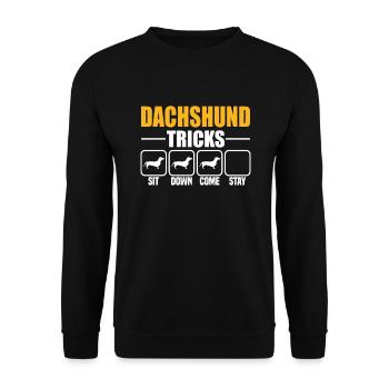 Dachshund Tricks - Unisex Pullover - Schwarz - Vorne - Alina (178cm) & Michal (187cm)