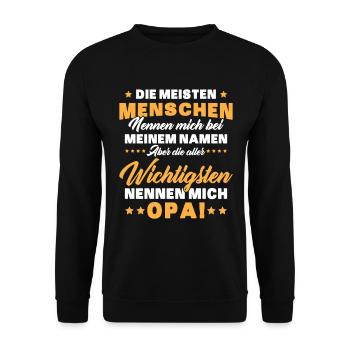 Die aller wichtigsten nennen mich opa - Unisex Pullover - Schwarz - Vorne - Alina (178cm) & Michal (187cm)