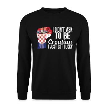Croatian Pride Croatia Flag Grown Croatian Roots - Unisex Sweatshirt - black - Front - Alina (178cm) & Michal (187cm)