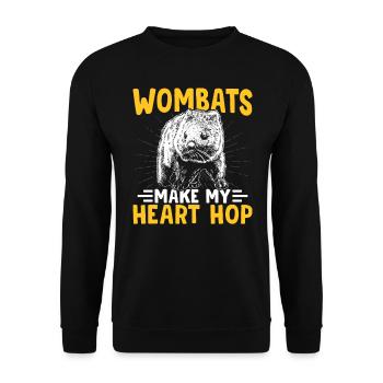 Wombats Machen Herzhüpfen Australian Animals - Unisex Pullover - Schwarz - Vorne - Alina (178cm) & Michal (187cm)