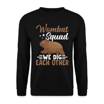 Wombat Squad Wir Graben Uns Gegenseitig - Unisex Pullover - Schwarz - Vorne - Alina (178cm) & Michal (187cm)