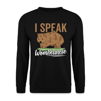 Sprich Wombeanese Wombat Besitzer Australische - Unisex Pullover - Schwarz - Vorne - Alina (178cm) & Michal (187cm)