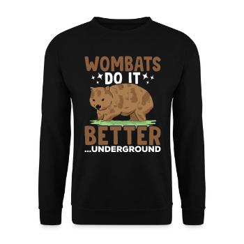 Wombats Machen Es Besser, Australischer - Unisex Pullover - Schwarz - Vorne - Alina (178cm) & Michal (187cm)
