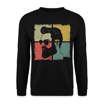 Beard Lover Bearded Man Retro - Unisex Sweatshirt - black - Front - Alina (178cm) & Michal (187cm)