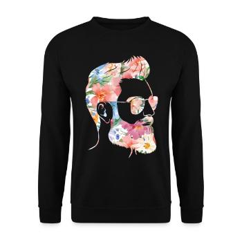 Beard Lover Bearded Man Flower - Unisex Sweatshirt - black - Front - Alina (178cm) & Michal (187cm)