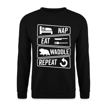 Nap food waddle wombat owner - Unisex Sweatshirt - black - Front - Alina (178cm) & Michal (187cm)