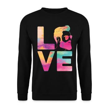 Amant barbe Homme barbu Aquarelle - Sweat-shirt Unisexe - noir - Devant - Alina (178cm) & Michal (187cm)
