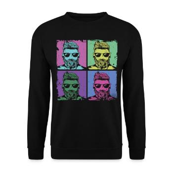 Beard Lover Bearded Man Retro - Unisex Sweatshirt - black - Front - Alina (178cm) & Michal (187cm)