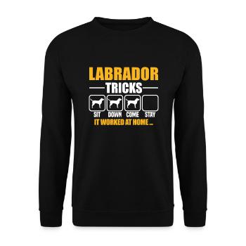 Labrador Tricks - Unisex Pullover - Schwarz - Vorne - Alina (178cm) & Michal (187cm)