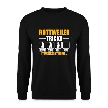 Rottweiler Tricks - Unisex Pullover - Schwarz - Vorne - Alina (178cm) & Michal (187cm)