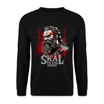Skal to the brave Wikinger Kultur - Unisex Pullover - Schwarz - Vorne - Alina (178cm) & Michal (187cm)