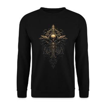 Gotisches Kreuz Goths Design Viktorianisch - Unisex Pullover - Schwarz - Vorne - Alina (178cm) & Michal (187cm)