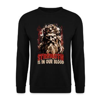 Strength is in our blood Wikinger Kultur - Unisex Pullover - Schwarz - Vorne - Alina (178cm) & Michal (187cm)