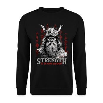 Strength is in our blood Wikinger Kultur - Unisex Pullover - Schwarz - Vorne - Alina (178cm) & Michal (187cm)