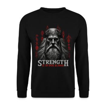Strength is in our blood Wikinger Kultur - Unisex Pullover - Schwarz - Vorne - Alina (178cm) & Michal (187cm)