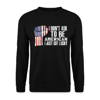 Amerikanischer Stolz Amerikanische Flagge - Unisex Pullover - Schwarz - Vorne - Alina (178cm) & Michal (187cm)