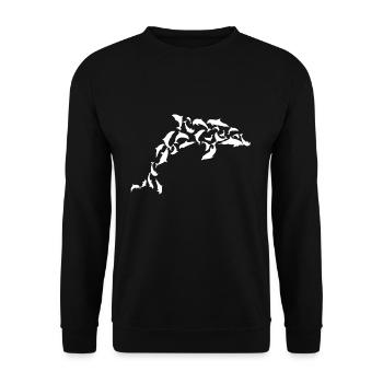 Delfin Schwarm Ozean Meer Meeresbiologe Meerestier - Unisex Pullover - Schwarz - Vorne - Alina (178cm) & Michal (187cm)