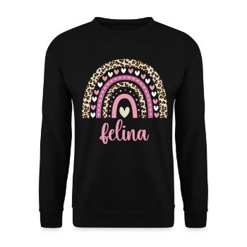 Felina Regenbogen Name Geburtstag Felina - Unisex Pullover - Schwarz - Vorne - Alina (178cm) & Michal (187cm)