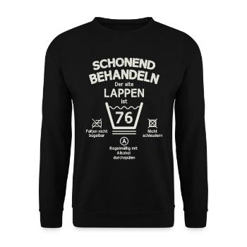 Der Alte Lappen, Schonend Behandeln 71. Geburtstag - Unisex Pullover - Schwarz - Vorne - Alina (178cm) & Michal (187cm)