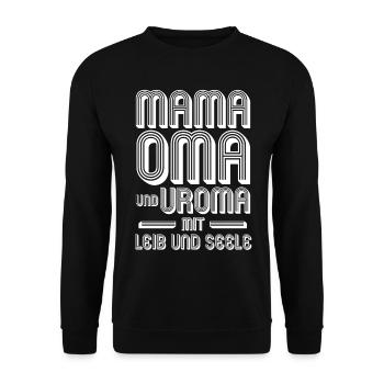 Mutter Mama Oma Uroma - Unisex Pullover - Schwarz - Vorne - Alina (178cm) & Michal (187cm)