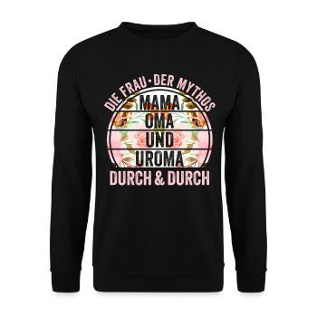 Mutter Mama Oma Uroma - Unisex Pullover - Schwarz - Vorne - Alina (178cm) & Michal (187cm)