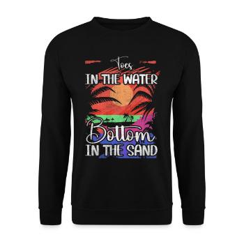 Toes In The Water Bottom in the Sand Strand Urlaub - Unisex Pullover - Schwarz - Vorne - Alina (178cm) & Michal (187cm)
