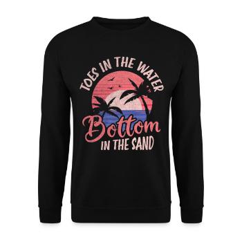 Toes In The Water Bottom in the Sand Strand Urlaub - Unisex Pullover - Schwarz - Vorne - Alina (178cm) & Michal (187cm)