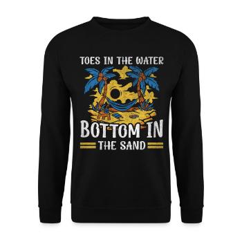 Toes In The Water Bottom in the Sand Strand Urlaub - Unisex Pullover - Schwarz - Vorne - Alina (178cm) & Michal (187cm)