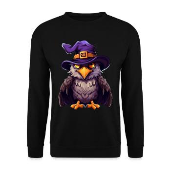 Eagle witch hat. Funny Halloween costume for - Unisex Sweatshirt - black - Front - Alina (178cm) & Michal (187cm)