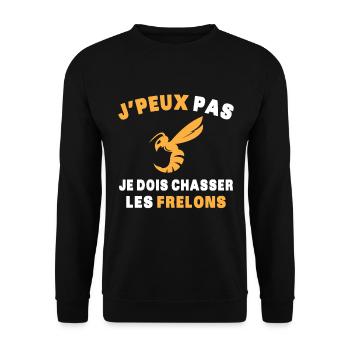 Chasseur de frelons Insecte J'peux pas humour - Sweat-shirt Unisexe - noir - Devant - Alina (178cm) & Michal (187cm)