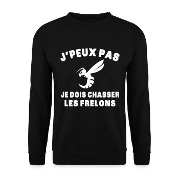Chasseur de frelons Insecte J'peux pas humour - Sweat-shirt Unisexe - noir - Devant - Alina (178cm) & Michal (187cm)