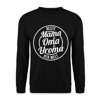 Mutter Mama Oma Uroma - Unisex Pullover - Schwarz - Vorne - Alina (178cm) & Michal (187cm)