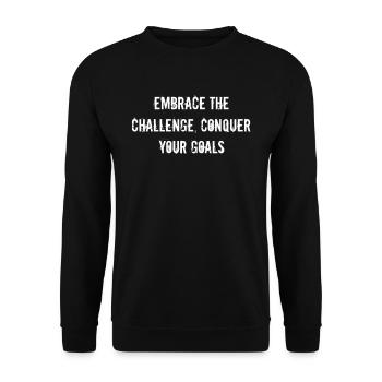 Fitness - Embrace the challenge, conquer your - Unisex Pullover - Schwarz - Vorne - Alina (178cm) & Michal (187cm)