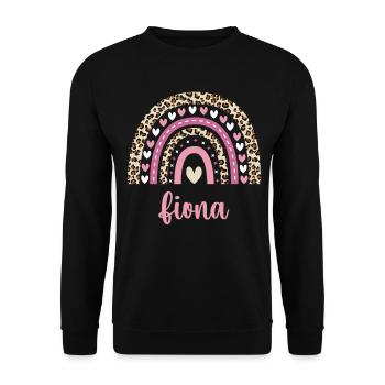 Fiona Regenbogen Name Geburtstag Fiona - Unisex Pullover - Schwarz - Vorne - Alina (178cm) & Michal (187cm)