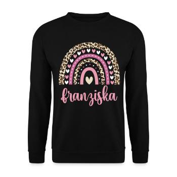 Franziska Regenbogen Name Geburtstag Franziska - Unisex Pullover - Schwarz - Vorne - Alina (178cm) & Michal (187cm)