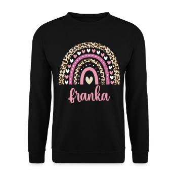 Franka Regenbogen Name Geburtstag Franka - Unisex Pullover - Schwarz - Vorne - Alina (178cm) & Michal (187cm)