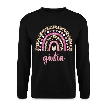 Giulia Regenbogen Name Geburtstag Giulia - Unisex Pullover - Schwarz - Vorne - Alina (178cm) & Michal (187cm)