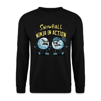 Snowball Fight - Snowball Ninja in Action - Unisex Sweatshirt - black - Front - Alina (178cm) & Michal (187cm)