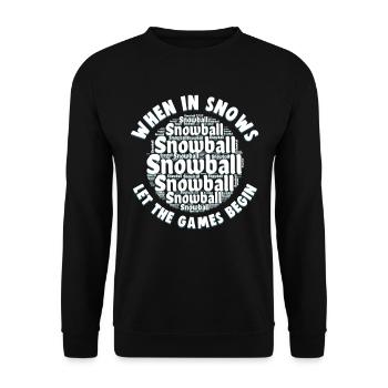 Schneeballschlacht - When it snows let the games - Unisex Pullover - Schwarz - Vorne - Alina (178cm) & Michal (187cm)