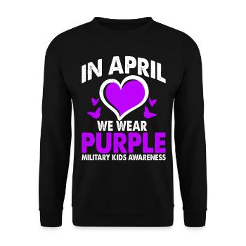 En avril, nous portons du violet - Sweat-shirt Unisexe - noir - Devant - Alina (178cm) & Michal (187cm)