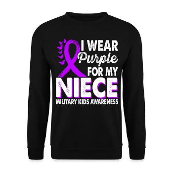 Portez du violet pour les nièces Enfants militaires - Sweat-shirt Unisexe - noir - Devant - Alina (178cm) & Michal (187cm)