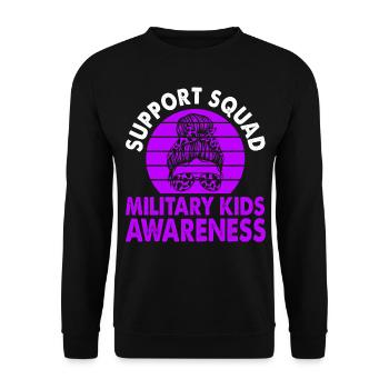 Support Squad Military Kids Awareness Month Lila - Unisex Pullover - Schwarz - Vorne - Alina (178cm) & Michal (187cm)