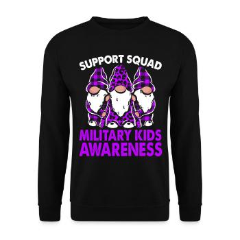 Support Squad Military Kids Awareness Month Lila - Unisex Pullover - Schwarz - Vorne - Alina (178cm) & Michal (187cm)