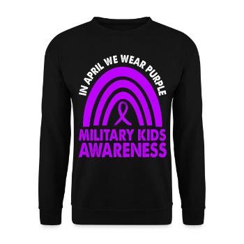 En avril, nous portons le violet Military Kids - Sweat-shirt Unisexe - noir - Devant - Alina (178cm) & Michal (187cm)