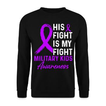 Sein Kampf gegen Kampf Military Kids Awareness - Unisex Pullover - Schwarz - Vorne - Alina (178cm) & Michal (187cm)