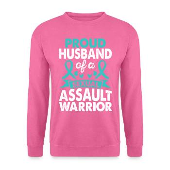 Mari d’une guerrière de l’agression sexuelle Sensibilisation Sarcelle - Sweat-shirt Unisexe - rose - Devant