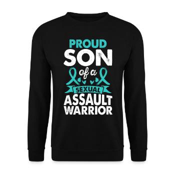 Son of sexual assault Warrior Awareness - Unisex Sweatshirt - black - Front - Alina (178cm) & Michal (187cm)