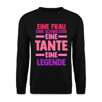 Eine Schwester Eine Tante Eine Legende - Unisex Pullover - Schwarz - Vorne - Alina (178cm) & Michal (187cm)
