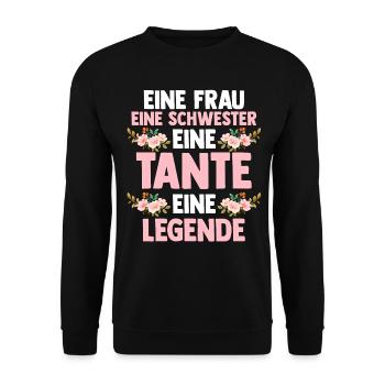 Eine Schwester Eine Tante Eine Legende - Unisex Pullover - Schwarz - Vorne - Alina (178cm) & Michal (187cm)